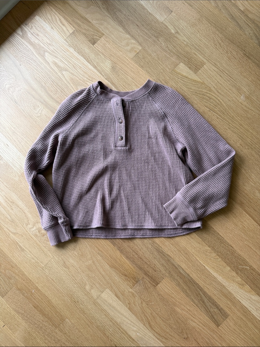 Old Navy Mauve Waffle-Knit Henley Sweatshirt